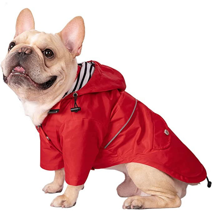 Dog Raincoat Double Layer Zip Rain Jacket With Hood For Small To Large Dogs Yellow - XL
