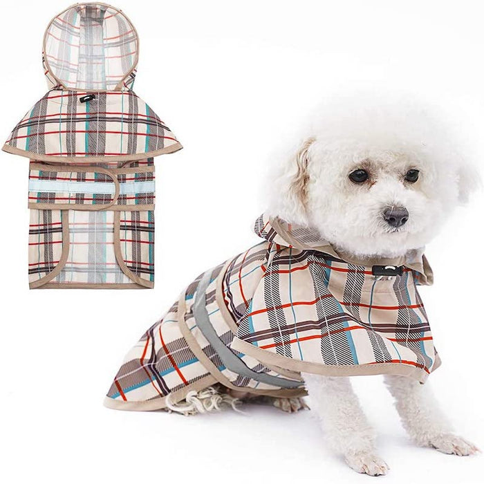 Dog Raincoat Hooded With Reflective Strip Waterproof Dog Jumpsuit