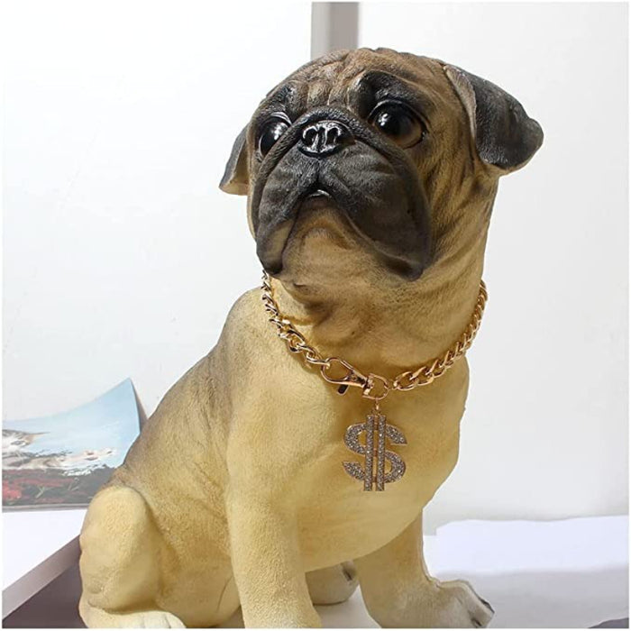 Gold Link Chain Punk Pearl Necklace For Dogs