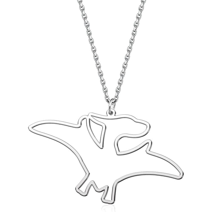 Silver Pet Dog Cat Animal Dinosaur Necklace Personalized