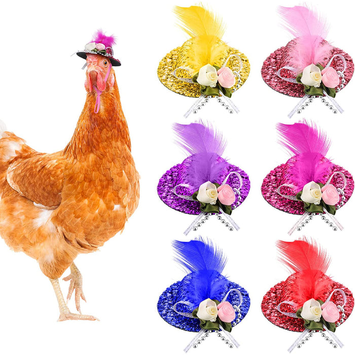 Chicken Hats For Hens Tiny Pets Funny Halloween Accessories Feather Top Hat With Adjustable Elastic Chin Strap