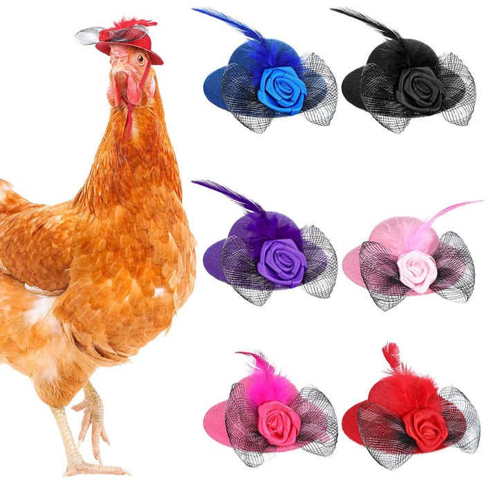 Chicken Hats For Hens Tiny Pets Funny Halloween Accessories Feather Top Hat With Adjustable Elastic Chin Strap
