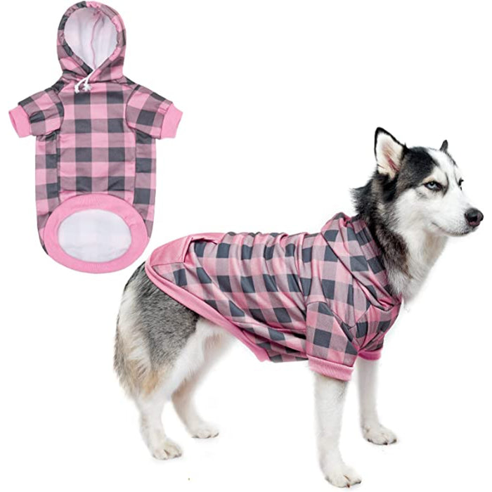 Plaid Dog Hoodie Pet Clothes Sweaters With Hat