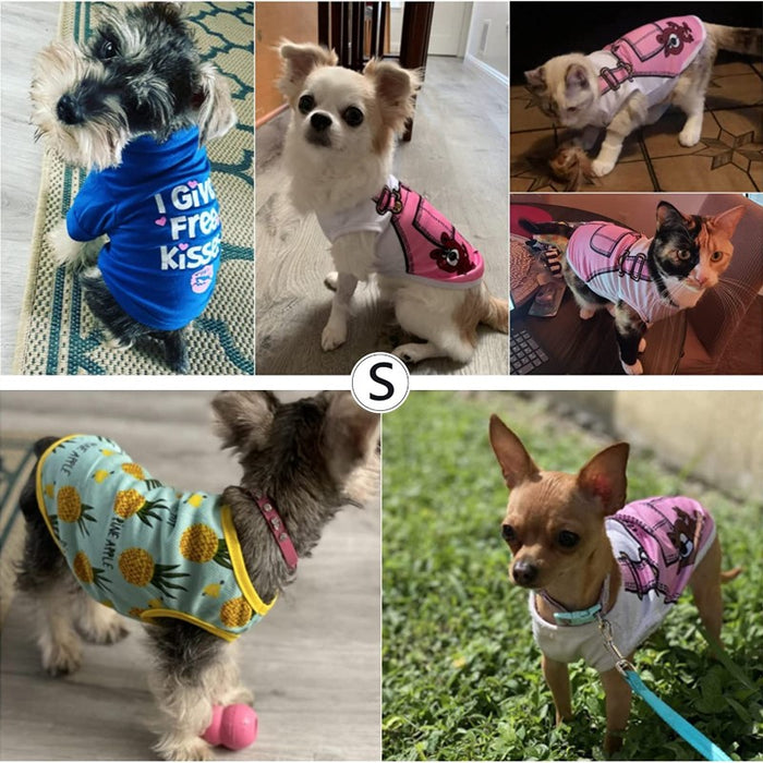 Pet Shirts Printed Puppy Shirts Dog Sweatshirt Dog Clothing Cotton Dog Pullover Soft Shirt for Pet Dog Apparel Christmas New Year