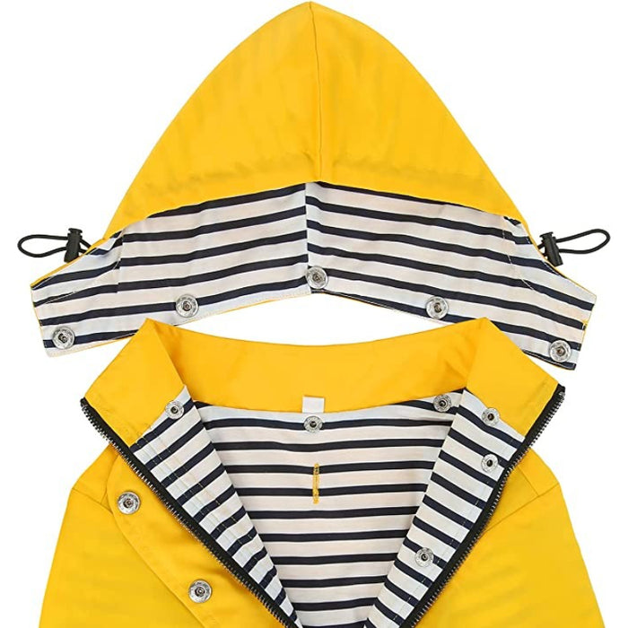 Dog Raincoat Double Layer Zip Rain Jacket With Hood For Small To Large Dogs Yellow - XL