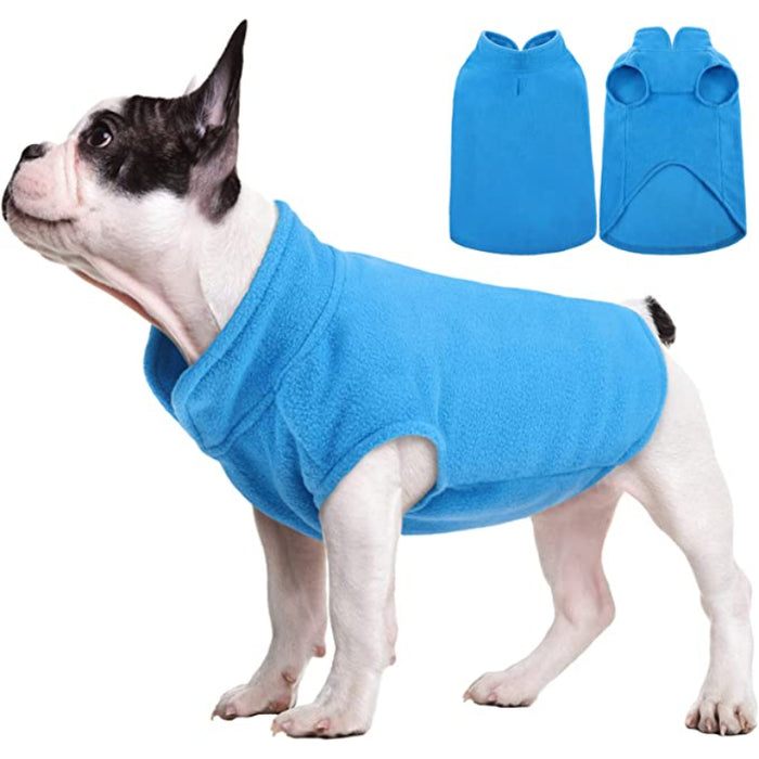 Dog Fleece Vest, Warm Sweatshirt Puppy Stretchy Sweater Pullover Dog Turtleneck Coat Dog Winter Jacket With Leash Hole