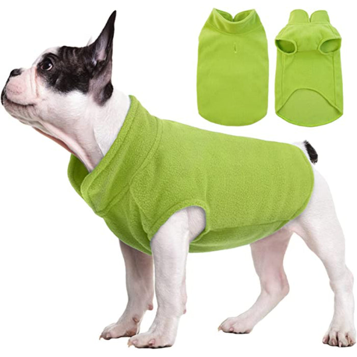 Dog Fleece Vest, Warm Sweatshirt Puppy Stretchy Sweater Pullover Dog Turtleneck Coat Dog Winter Jacket With Leash Hole