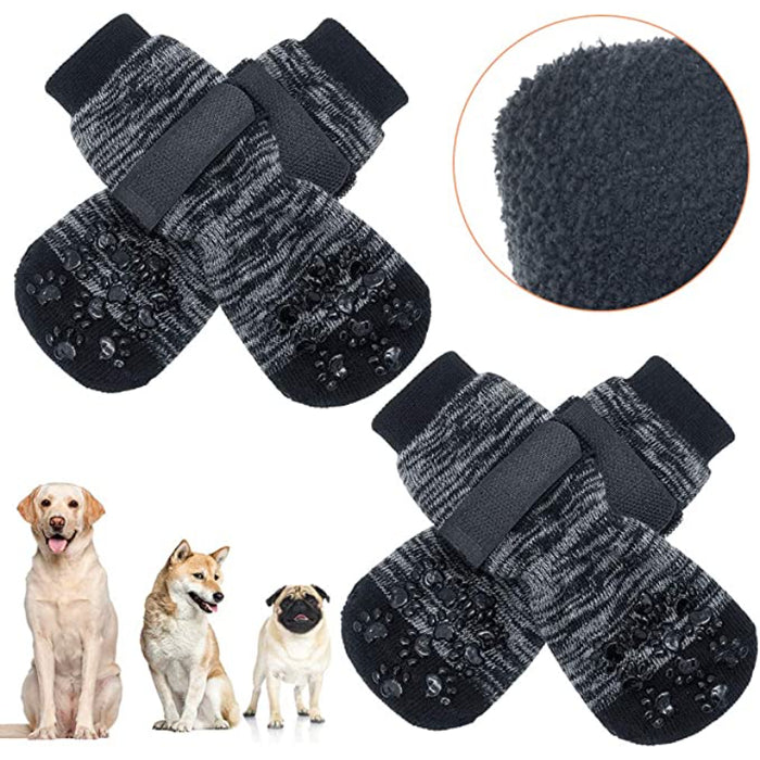 Double Side Anti-Slip Dog Socks With Adjustable Straps For Dogs 4 Pack