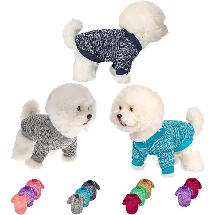 Dog Sweaters for Small Dogs, 3 Pack Warm Soft Pet Clothes for Puppy