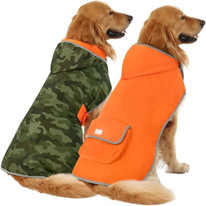 Reversible Dog Raincoat Hooded Slicker Poncho Rain Coat Jacket For Small Medium Large Dogs Ducks Yellow