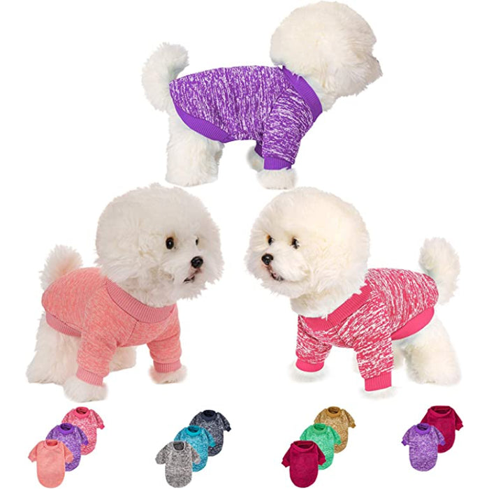 Dog Sweaters for Small Dogs, 3 Pack Warm Soft Pet Clothes for Puppy