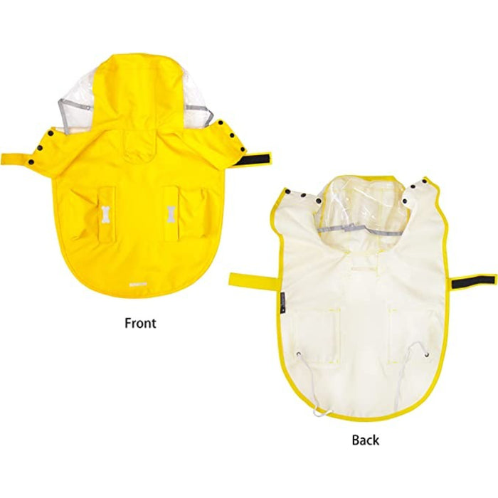 Waterproof Dog Raincoat, Adjustable Reflective Lightweight Pet Rain Clothes With Poncho Hood (Yellow, X-Small)