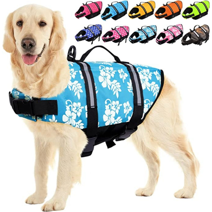 Dog Life Jacket, Safety Pet Flotation Life Vest With Reflective Stripes