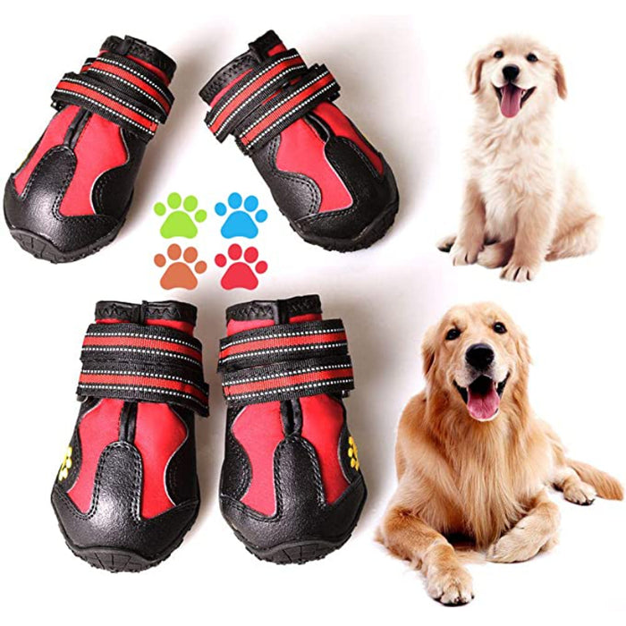 Dog Boots For Dogs Non-Slip, Waterproof Dog Booties For Outdoor, Dog Shoes For Medium To Large Dogs 4pcs With Rugged Sole