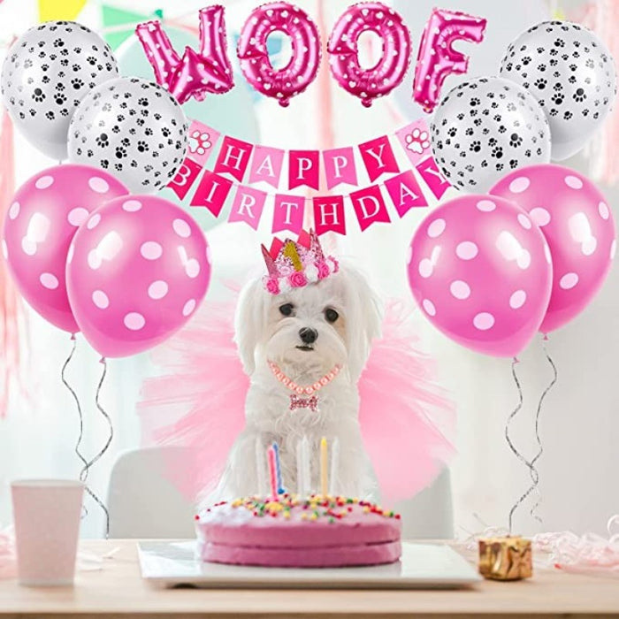 13 Pcs Dog Birthday Party Supplies Decorations Dog Girl Birthday Bandanas Set