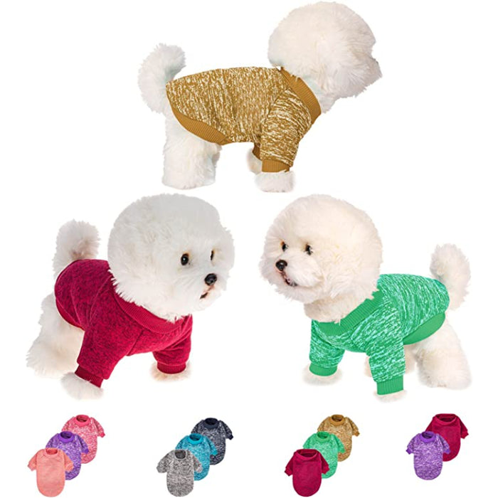 Dog Sweaters for Small Dogs, 3 Pack Warm Soft Pet Clothes for Puppy