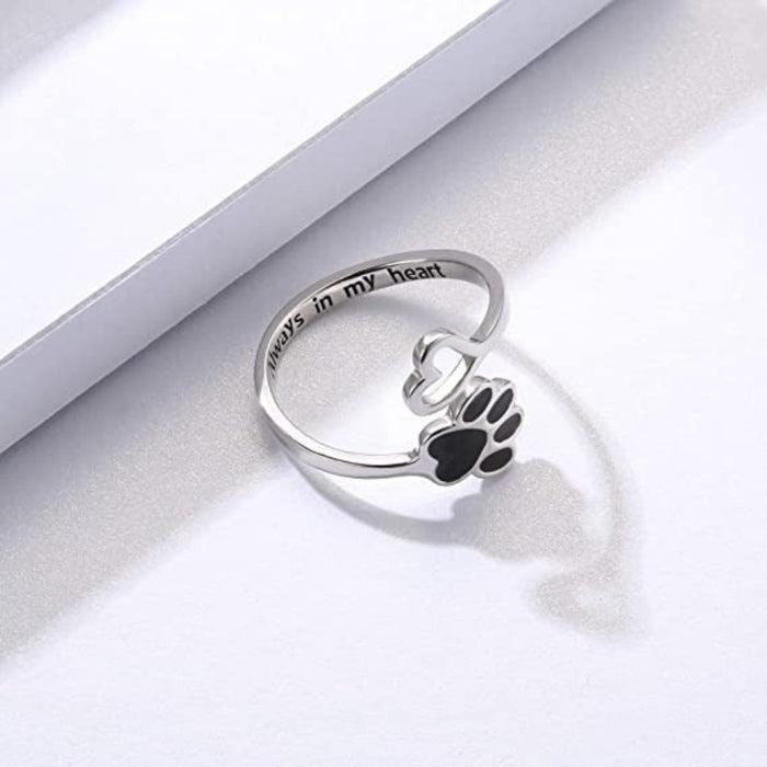 Puppy Paw Print Ring Heart Shaped Jewellery