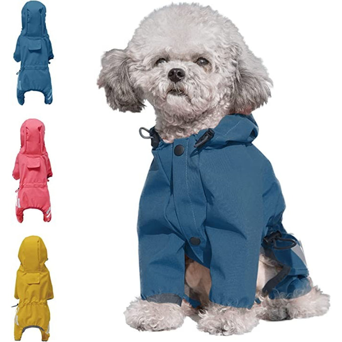 Waterproof Puppy Dog Raincoats With Hood With Leash Hole