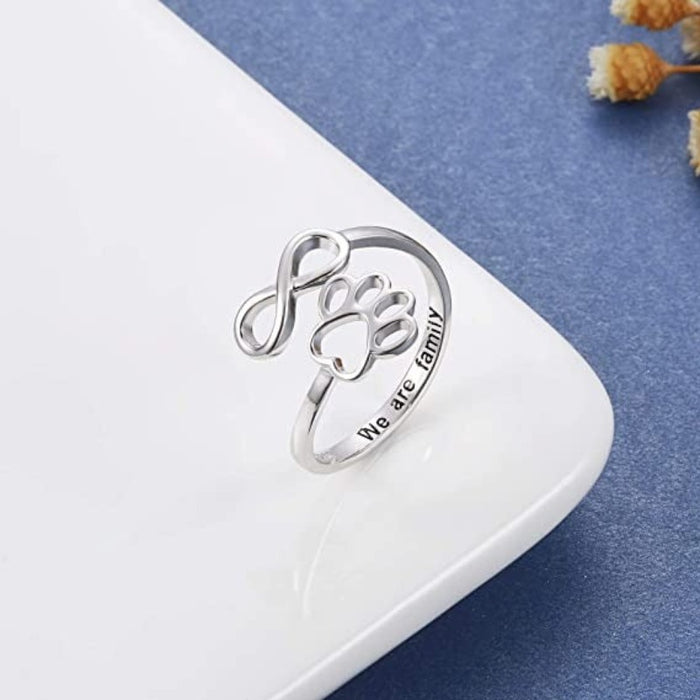 Puppy Paw Print Ring Heart Shaped Jewellery