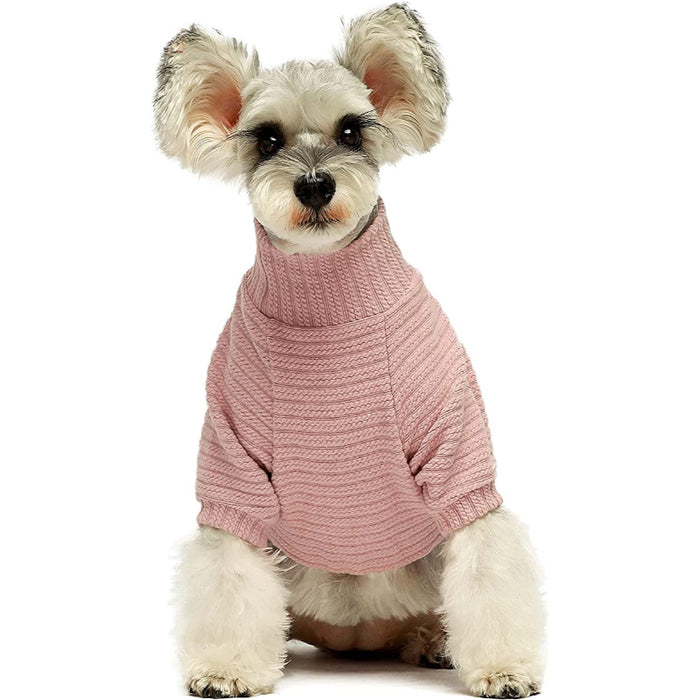 Turtleneck Knitted Dog Sweater Puppy Pajamas Thermal Doggie Winter Clothes Knitwear Pet Coats Cat Apparel Green Small