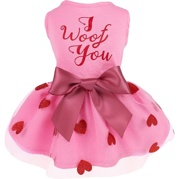 Birthday Girl Dog Tulle Dress, Dog Clothes for Small Dogs Girl, Cat Apparel, Pink, Small