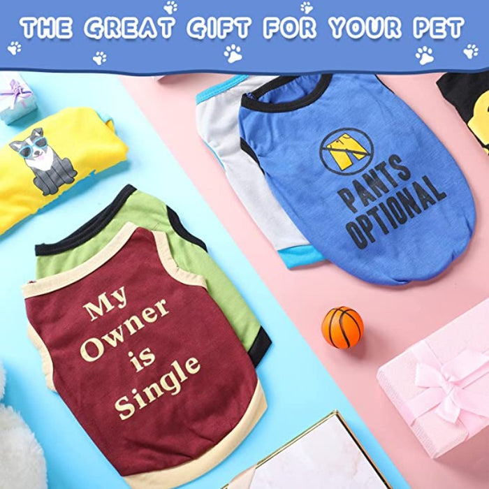 8 Pieces Dog Shirts Printed Clothes With Funny Letters Stylish Outfit