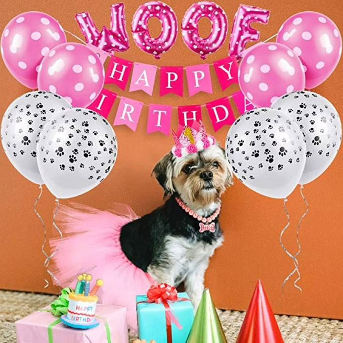 13 Pcs Dog Birthday Party Supplies Decorations Dog Girl Birthday Bandanas Set