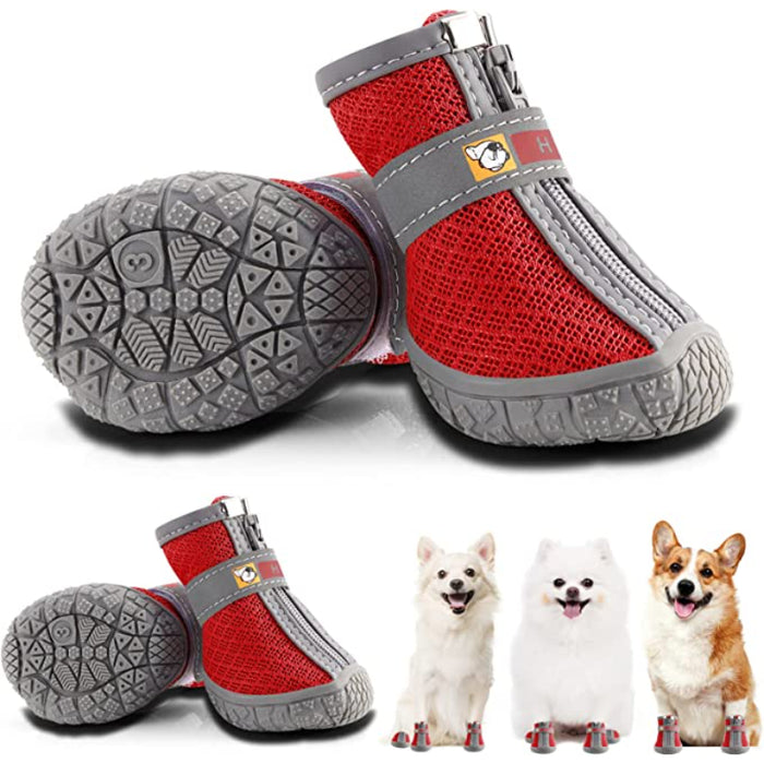 Dog Shoes For Small Dogs Boots, Breathable Dog Booties Paw Protector For Hot Pavement Winter Snow Hiking Booties 4pcs