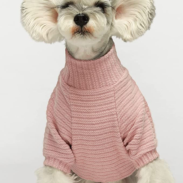 Turtleneck Knitted Dog Sweater Puppy Pajamas Thermal Doggie Winter Clothes Knitwear Pet Coats Cat Apparel Green Small