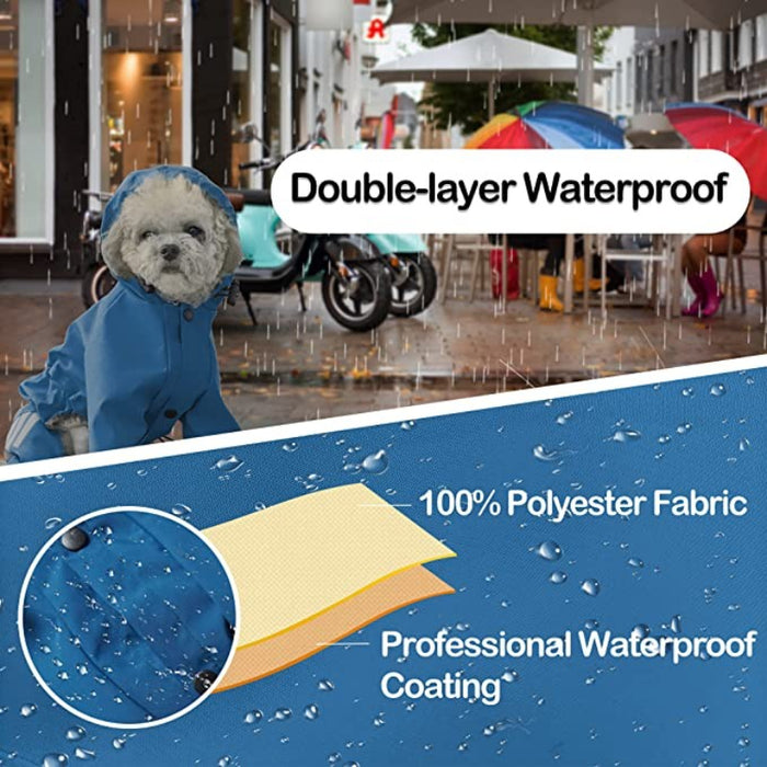 Waterproof Puppy Dog Raincoats With Hood With Leash Hole