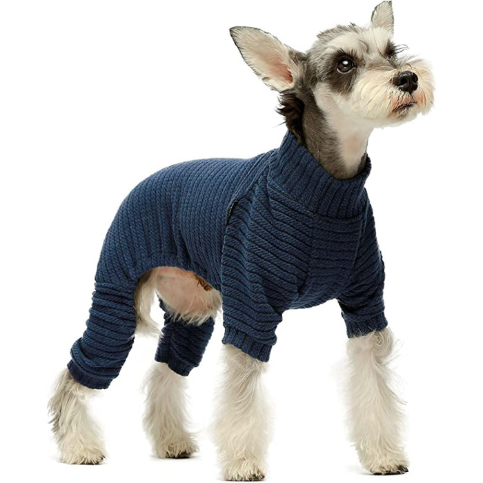 Turtleneck Knitted Dog Sweater Puppy Pajamas Thermal Doggie Winter Clothes Knitwear Pet Coats Cat Apparel Green Small