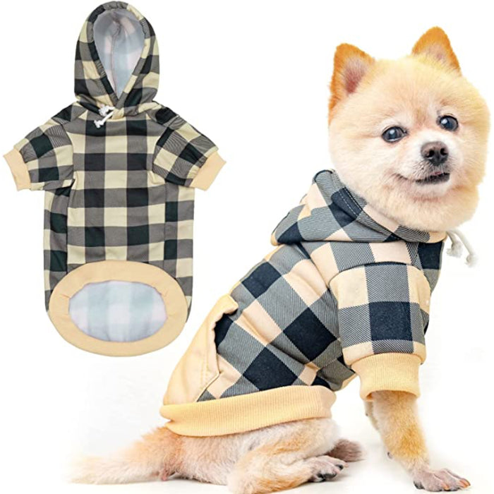 Plaid Dog Hoodie Pet Clothes Sweaters With Hat