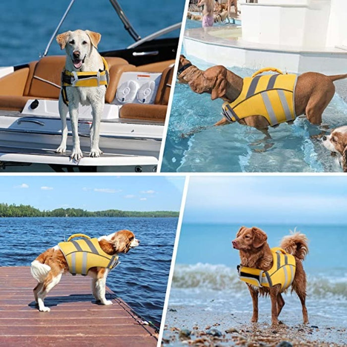 Dog Life Jacket With Reflective Stripes With Adjustable High Visibility Vest