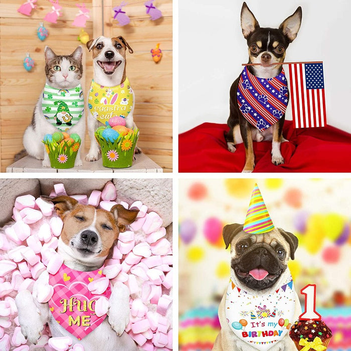 Easter Day Valentine Dog Bandanas Adjustable Dog Scarf Washable Patriotic Day Dog Scarves For Dogs Pet Costume