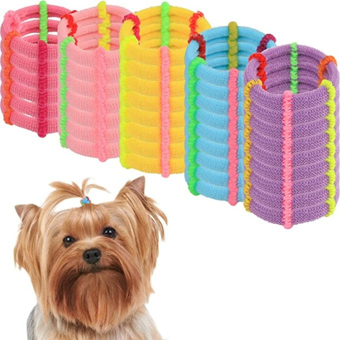 100 Pieces Colorful Puppy Rubber Bands For Small Dogs