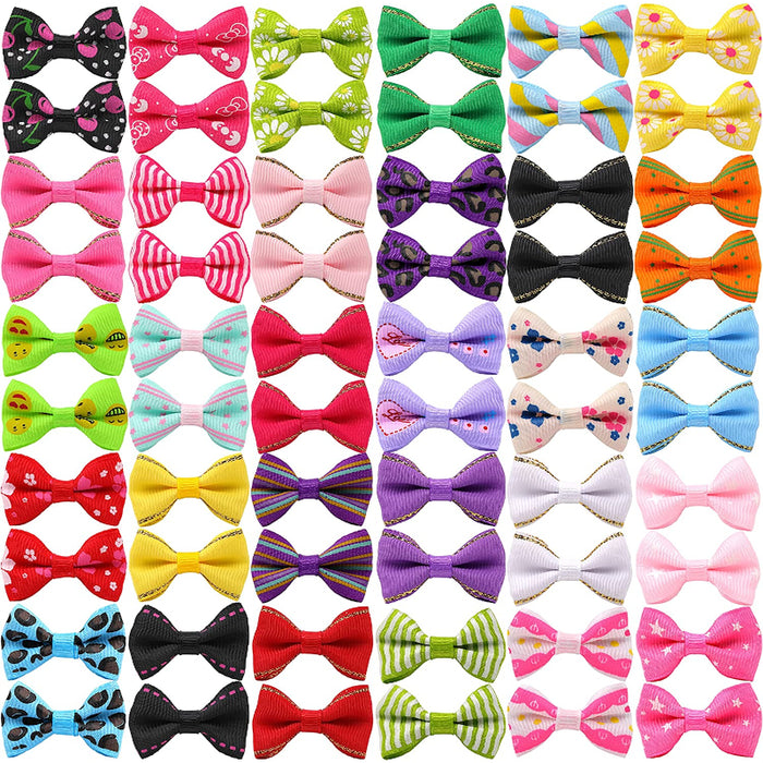 Puppy Dog Small Bowknot Hair Bows with Metal Clips Handmade Hair Accessories Bow Pet Grooming Products