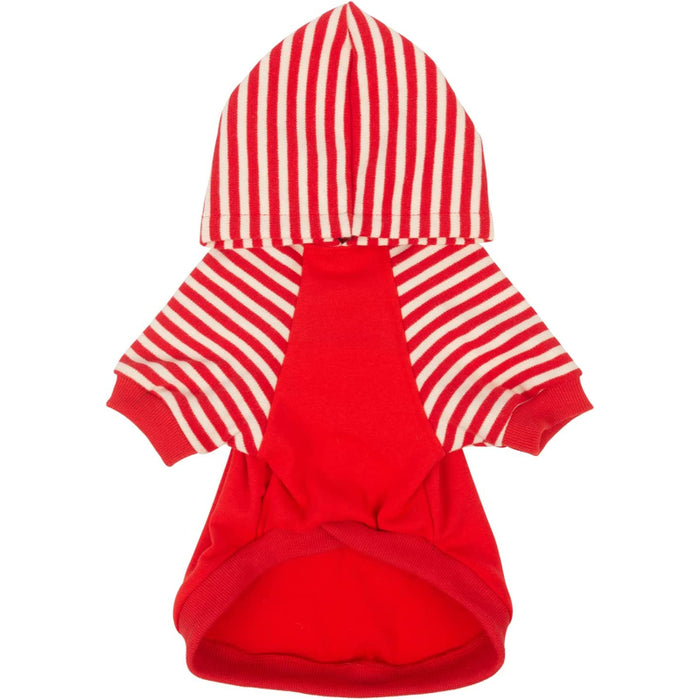 Dog Hoodie Shirts Pet Clothes With Hat Red Stripes