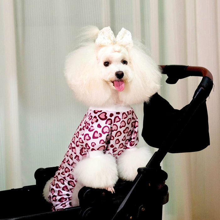 Leopard Print Dog Pajamas Soft Puppy Pjs For Small Dogs