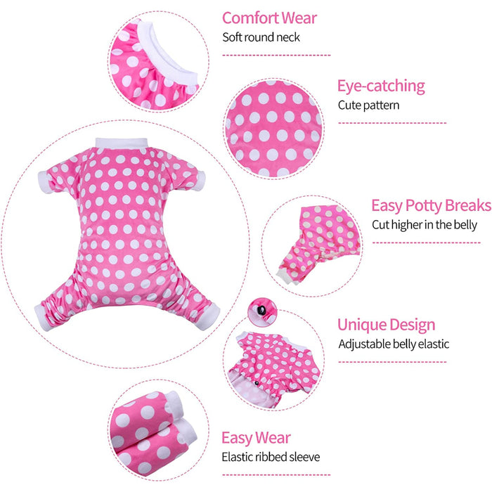 Polkadot Dog Pajamas Pink Soft Puppy Pjs For Small Dogs