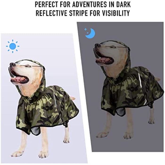 Dog Raincoat With Adjustable Belly Strap And Leash Hole