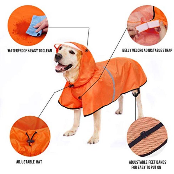 Breathable Dog Raincoat With Adjustable Belly Strap And Leash Hole