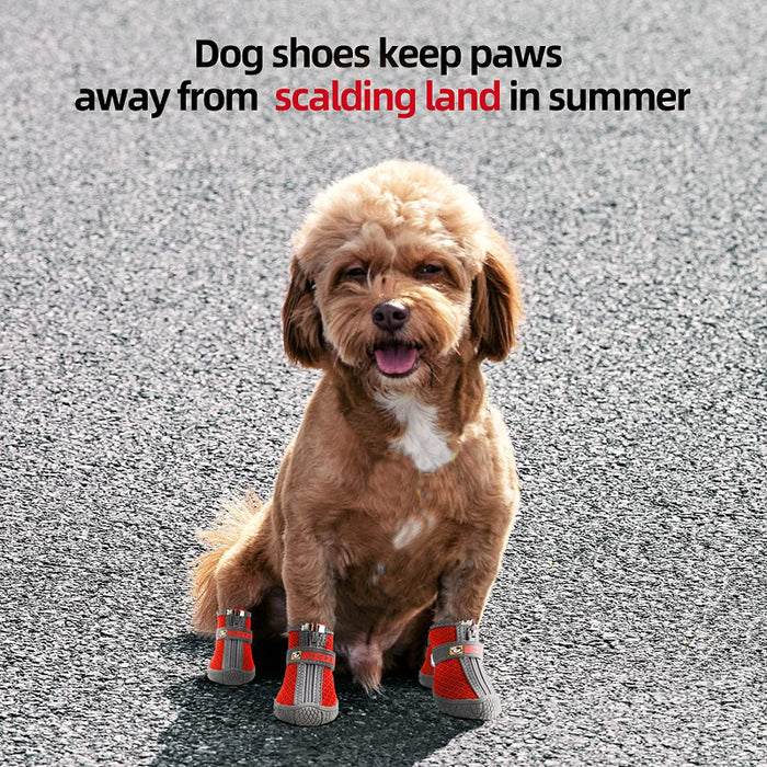 Dog Breathable Shoes For Paw Protector With Reflective Strips Rugged