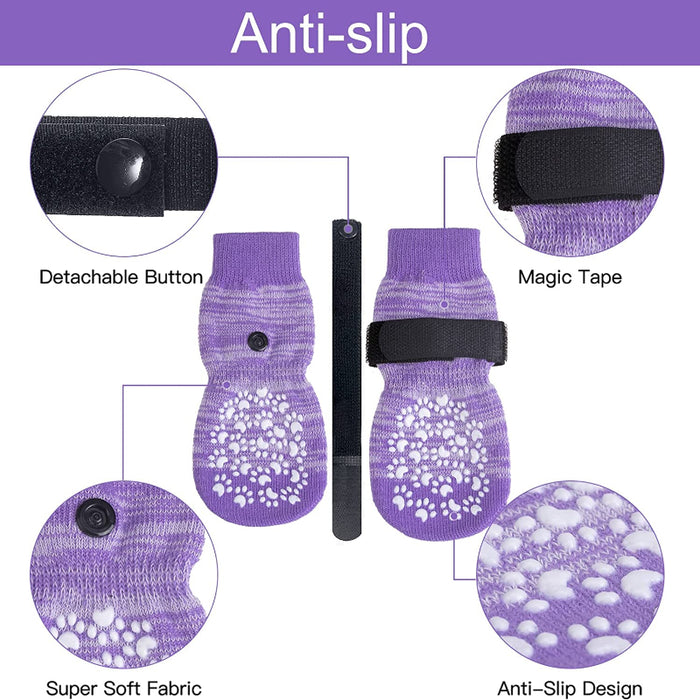 Double Side Anti-Slip Dog Socks With Adjustable Strap Strong Grips