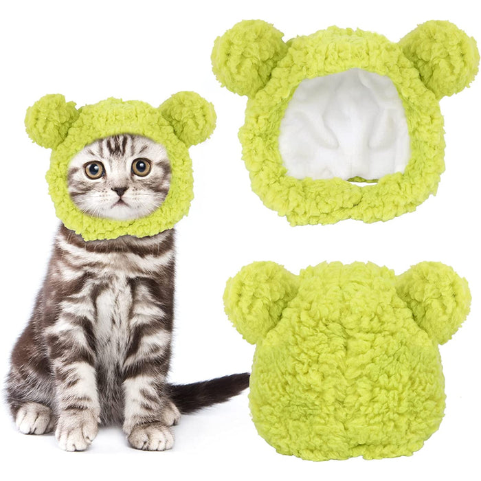 Cat Costume Warm Bear Hat For Cat Adjustable Soft Small Pet Headwear Bear Hat For Cat Puppy Dog