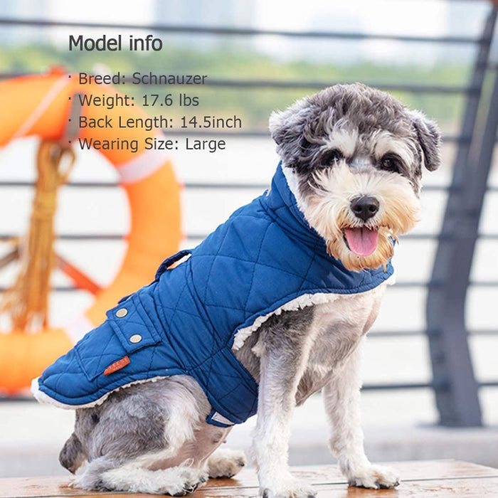 Dog Cold Weather Coats Cozy Windproof Padded Sherpa Warm Dog Jacket For Small Dogs With Furry Collar Dog Apparel