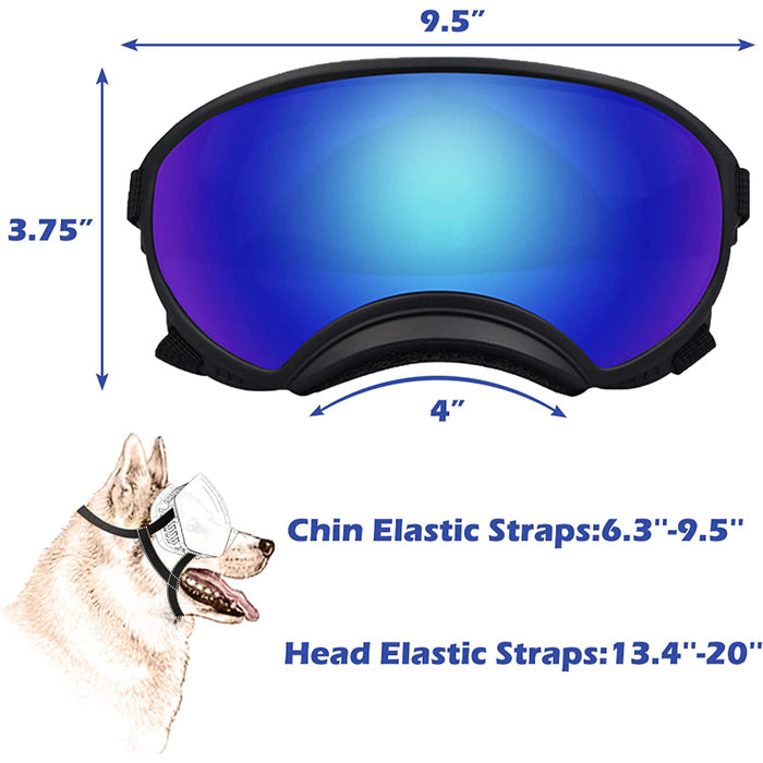 Large Dog Sunglasses With Adjustable Strap UV Protection