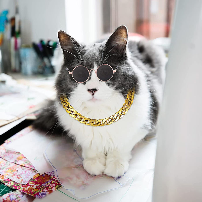 Cat Sunglasses & Gold Chain Costume Decorations For Funny Photo Props