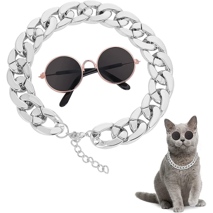 Cat Sunglasses & Gold Chain Costume Decorations For Funny Photo Props