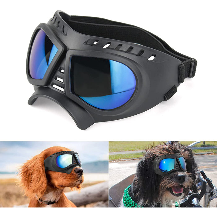 Dog Goggles Medium-Large Dog UV Sunglasses Windproof Snowproof Soft Frame Glasses for Long Snout Dogs Eyes Protection, Black