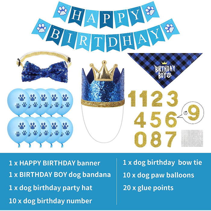Dog Birthday Party Supplies, Hat Bandana Scarf With Adorable Dog Bow